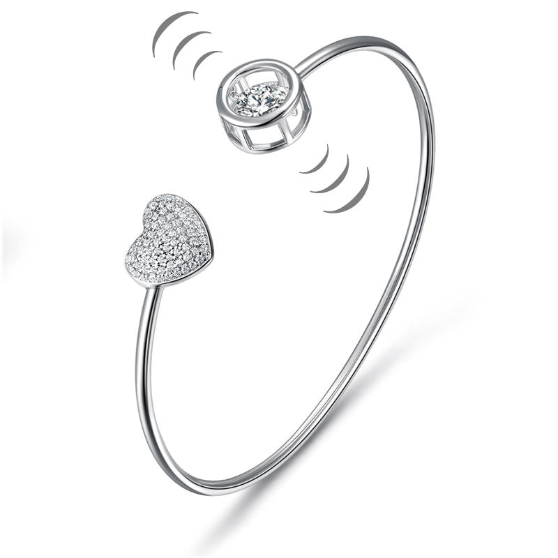 Heart Charm Dancing Stone Bangle1