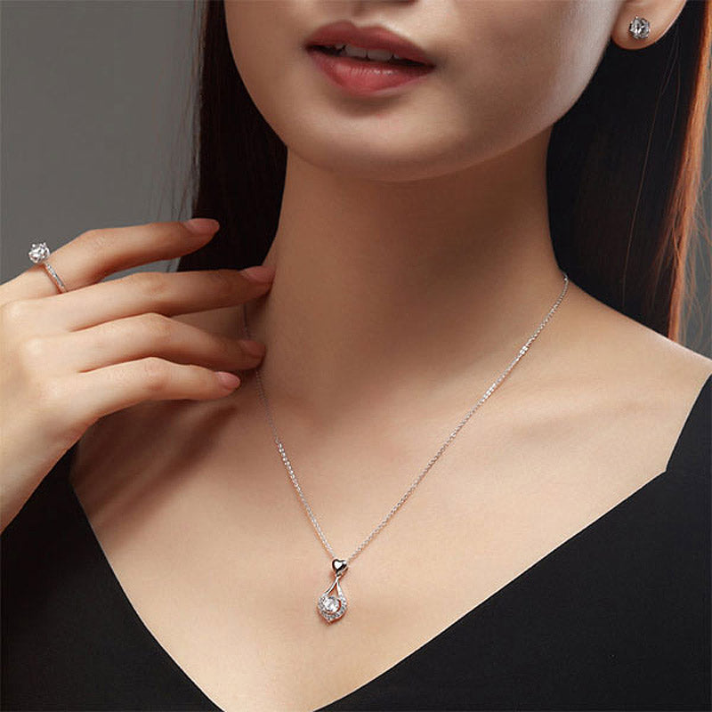 Heart Tear Drop Pendant Necklace2