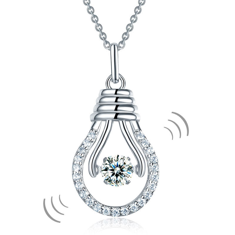 Illuminating Bulb Dancing Stone Sterling Silver Pendant Necklace1