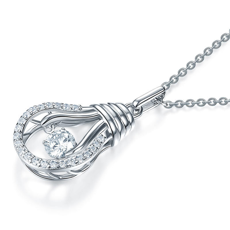 Illuminating Bulb Dancing Stone Sterling Silver Pendant Necklace2
