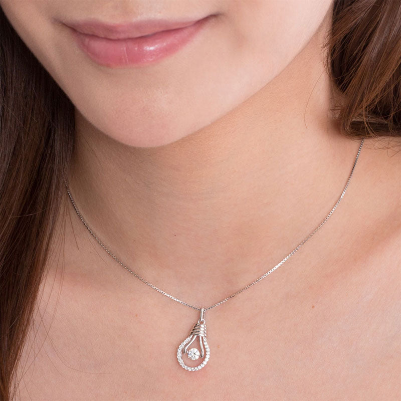 Illuminating Bulb Dancing Stone Sterling Silver Pendant Necklace3