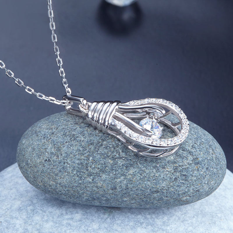 Illuminating Bulb Dancing Stone Sterling Silver Pendant Necklace5